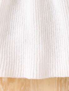 SHEIN Vintaside Kids 女婴高领麻花针织长袖毛衣连衣裙 - 白色 - 查看 6