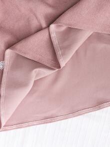 SHEIN 女童珍珠纽扣装饰长袖彼得潘领中长褶皱连衣裙，可爱甜美学院风，时尚百搭，秋冬款 - 粉色 - 查看 9