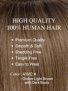 10英寸直发假发片，女士真人发假发片，适合头发稀疏的女性，带刘海，夹式设计 - S4/6/12 - 查看 2