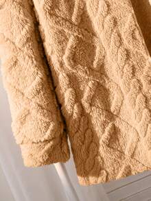 Sparklyn Chaqueta de cárdigan con capucha de punto acanalado, versátil y casual para uso diario y escolar para niñas preadolescentes, otoño/invierno - Marrón - Ver 7