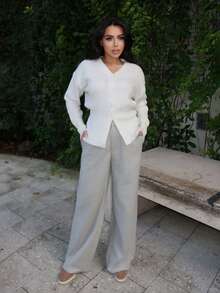 Durrani Popal Pantalon droit décontracté unicolore pour femmes, streetwear