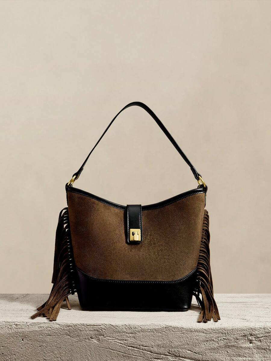 SHECARRY Elegance Exquisite Handbag High Capacity Adjustable Strap Metal Decoration, Bag For Women Elegant, Business Casual Woman Bag Perfect For Office Business And Work - Chocolate Brown - View 1