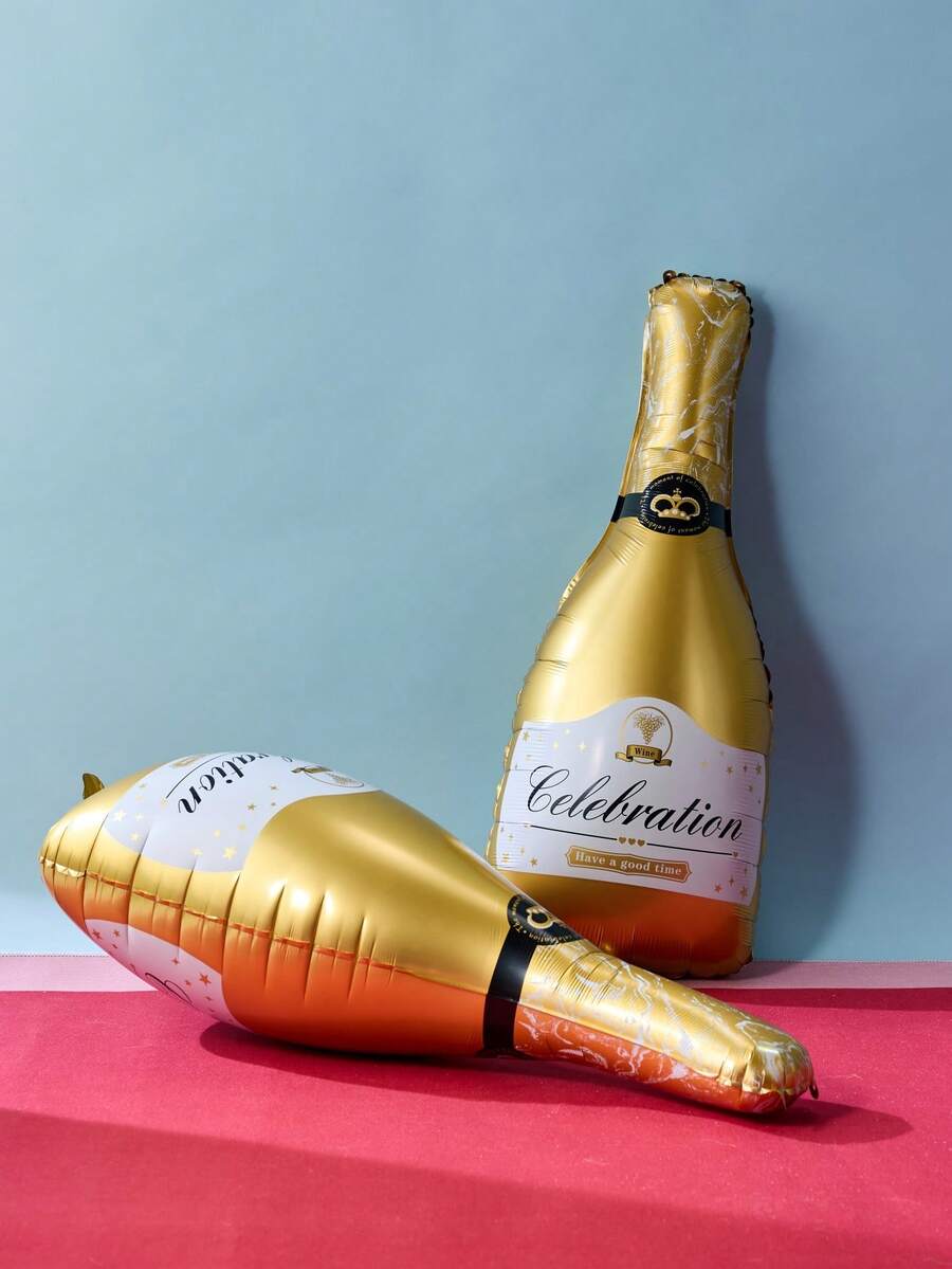 Joivida 1pc 36" Creative Champagne Bottle Shaped Aluminum Foil Balloon, Party & Festival Supplies, Birthday Party Decorations, Room Decor, Home Decor, Scene Decoration, Wedding Supplies,Christmas - Gold - View 1