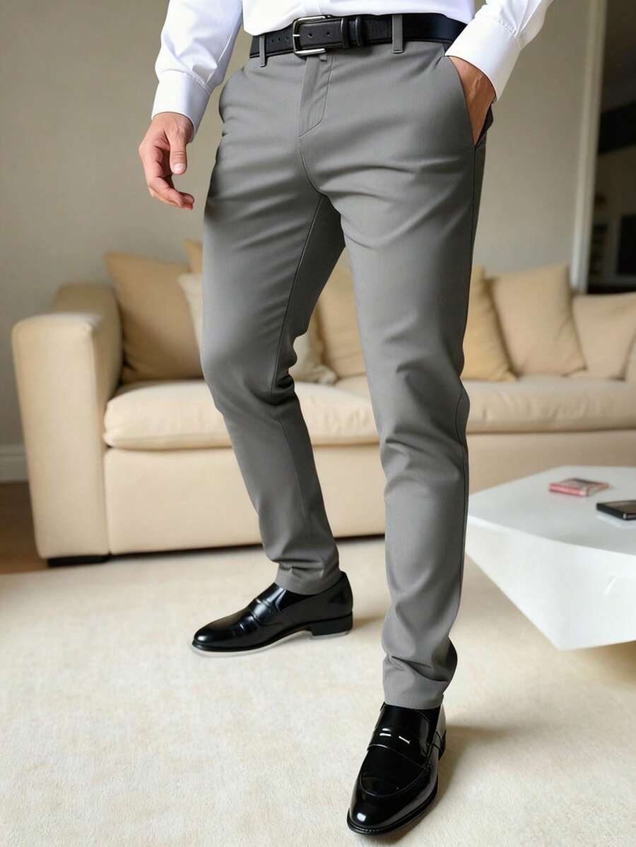 Calvornis Pantalones sencillos y casuales para uso diario para hombre - Gris Oscuro - Ver 1