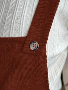 Cheriluna Maternity Maternity Solid Color Sleeveless Casual Jumper Dress, Autumn/Winter - Rust Brown - View 3