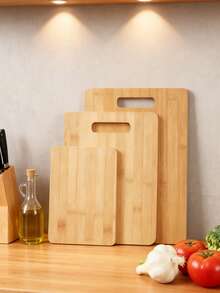 1块手工竹制砧板，多功能双面手柄切菜板，水果板，便携式露营蔬菜板，厨房用品