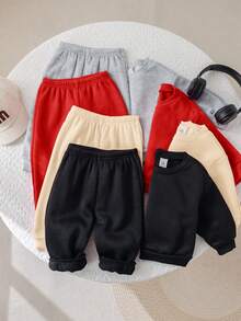 SHEIN Baby Girl Solid Color Knit Casual Versatile Leggings, Suitable For Autumn/Winter - Multicolor - View 6
