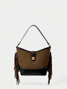 SHECARRY Elegance Exquisite Handbag High Capacity Adjustable Strap Metal Decoration, Bag For Women Elegant, Business Casual Woman Bag Perfect For Office Business And Work - Chocolate Brown - View 9