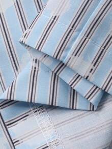 DAZY Contrast Color Letter Embroidery Striped Loose Women Pajama Set, Winter Clothes