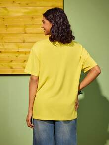 Felipe Marques Women's Floral & Bird Print T-Shirt, Casual For Summer & Autumn Vacation - Yellow - View 4