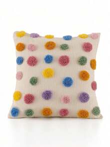 1 秋季簇绒小彩球枕套，季节性装饰枕套，圣诞丰收软垫套装饰沙发枕套