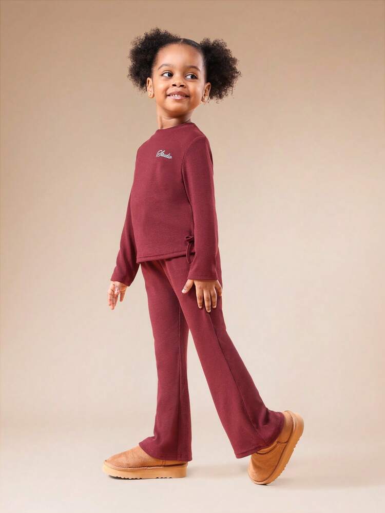 Ribbed Hoodie And Flare Pants Set