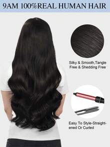 Extensions de cheveux à bande 9AM, invisibles et confortables, 20 pièces, 50 g, 12 à 24 pouces, noir naturel. Extensions de cheveux humains à bande noire pour femmes, idéales pour les sports, les vacances, les festivals, les bals de promo, les sorties et le cosplay. - SNatural - Voir 9