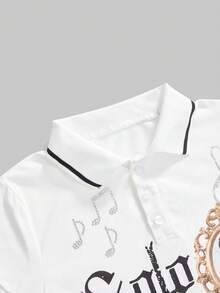 ROMWE Avant Y3K亚文化前卫趣味字母水钻印花修身女式T恤 - 白色 - 查看 3