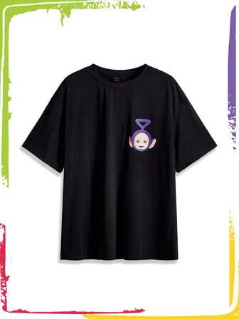 Teletubbies X ROMWE Women Summer Casual Tinky Winky Print Cute Short Sleeve T-Shirt
