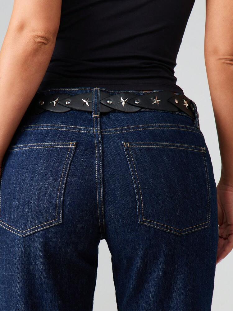 MISSGUIDED Studded Belt With Star Details And Oval Buckle