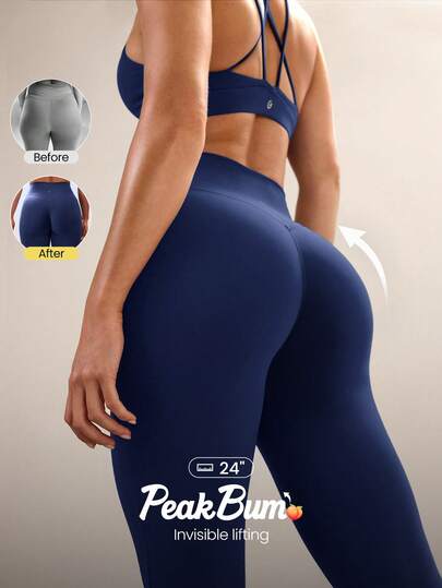 GLOWMODE 24" Peakbum Powersculpt™-Air Sculpt Flex Sweat-Wicking Cool Feel V-Waist Butt-Lifting Leggings High Impact Workout Running Training Fall Winter