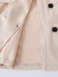 Elladie kids 新款优雅法式红色长袖西装裙，正式场合褶裥连衣裙，别致女神翻领双排扣长袖连衣裙 - 杏色 - 查看 8