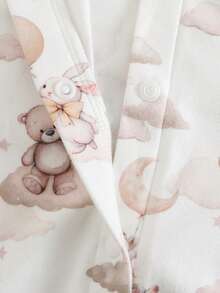 Cozy Pixies Bộ 2 món áo liền quần dài tay cổ tròn mềm mại họa tiết động vật hoạt hình cho bé gái - Nhiều màu - Xem 6