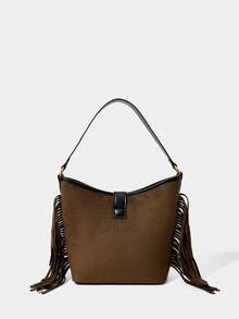 SHECARRY Elegance Exquisite Handbag High Capacity Adjustable Strap Metal Decoration, Bag For Women Elegant, Business Casual Woman Bag Perfect For Office Business And Work - Chocolate Brown - View 6