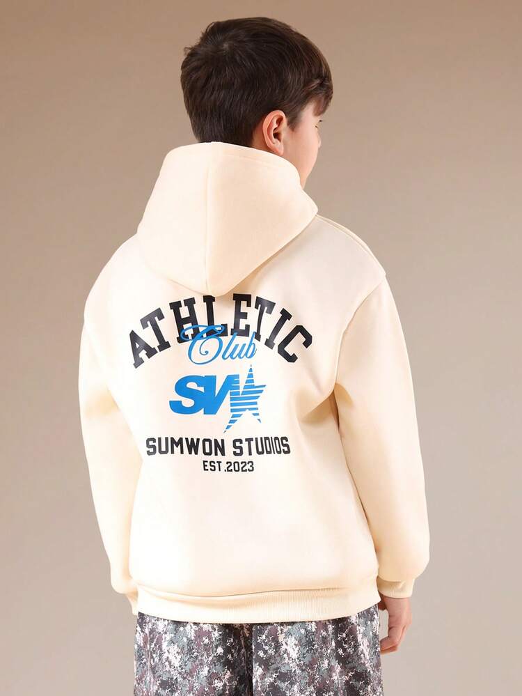Oversized Hoodie With Athletic Print