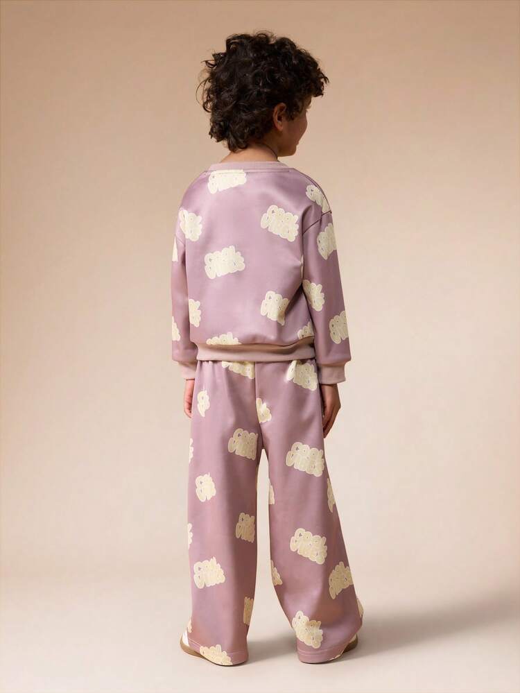 Cloud Print Sweatshirt And Jogger Set