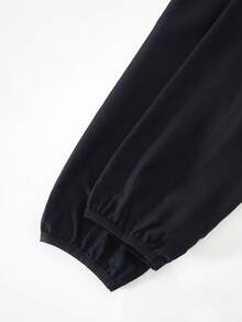 1pc Teen Boy's Casual Basic Minimalist Style Chest Pocket Design Hooded Zip-Up Jacket, Suitable For Leisure, School, Sports And Outdoor Wear Fall Winter - Black - View 4