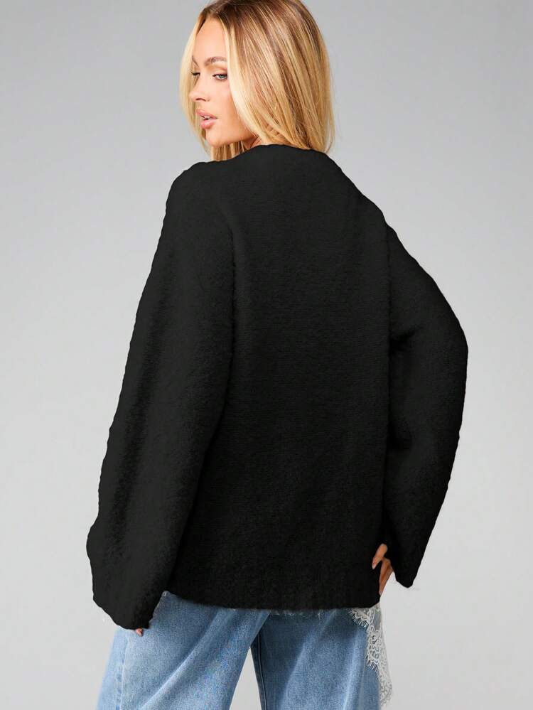 MISSGUIDED Oversized Boucle Jumper Sweater Cozy Winter Fall Layering Pullover Crewneck Long Sleeve