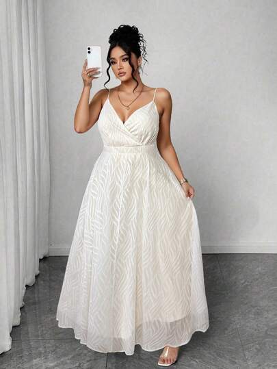 Elenzga 大码V领高腰荷叶边雪纺蕾丝长裙，无袖优雅度假性感女士连衣裙，适合春夏穿着