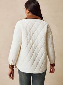 Boho Mama Maternity Casual Button-Up Quilted Padded Coat, Autumn/Winter  Brown  Winter Jacket For Women