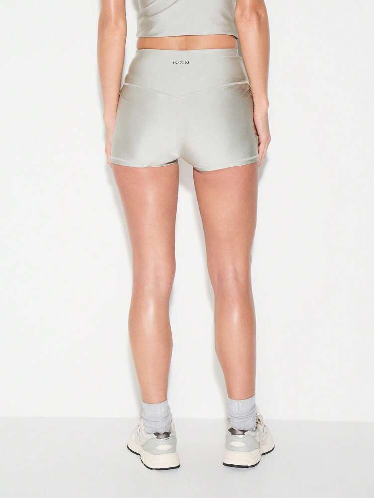 KIZN High Waist Athletic Shorts With Waistband Detail