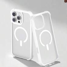 1pc Fly Trap + Magnetic Acrylic 2-In-1 Reinforced Thick Minimalist Phone Case Compatible With IPhone 17/17 Air/17 Pro/17 Pro Max/16 Pro Max/16/16 Pro/16 Plus/15/15 Pro Max/15 Pro/11/12/13/14 Pro Max/11 Pro/11 Pro Max/12 Pro/12 Pro Max/13 Pro/13 Pro Max/14 Pro/14 Pro Max/XR, Creative High-End Design - White - View 5