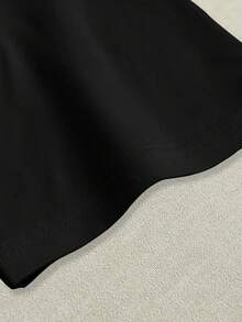 Plus Size Summer Casual Letter Print Cropped T-Shirt - Black - View 5
