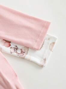 Cozy Pixies Bộ 2 món áo liền quần dài tay cổ tròn mềm mại họa tiết động vật hoạt hình cho bé gái - Nhiều màu - Xem 4