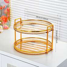 1 Colorful Circular Double-Layer Tray, Modern Double Compartment Tray, Suitable For Dining Tables, Parties, Outdoor Christmas Gift Decoration, Etc - Multicolor - View 8