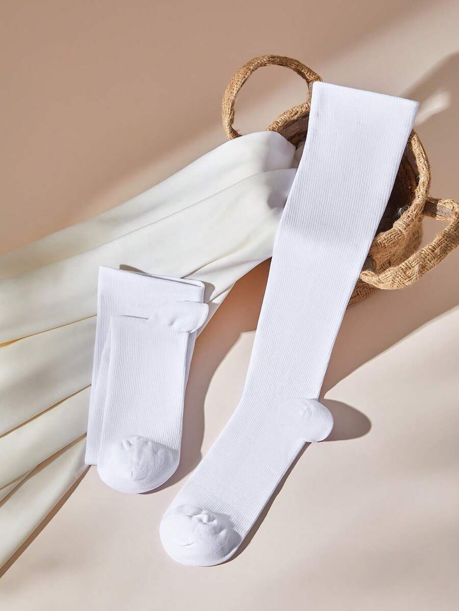 LUVLETTE 1 双 Copper Wellow 压缩袜 15-20 毫米汞柱及膝孕妇护士孕妇医疗可爱运动金色贴合骑行成人支撑软管循环长袜，适合健身房，秋季 - 白色 - 查看 1