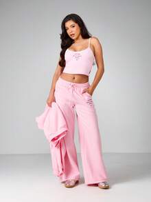 Missguided x Playboy 心形图案印花吊带背心，细肩带圆领设计，适合夏季休闲穿着 - 粉色 - 查看 3