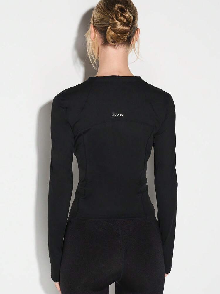 KIZN Long Sleeve Full Zip Top With High Neck