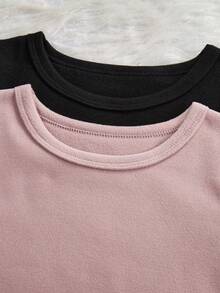 Genkimix Kids 2件套女童保暖内衣长袖上衣和裤子，黑色和粉色