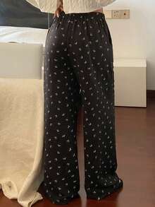 DAZY 碎花宽松女士睡裤 - 藏蓝色 - 查看 2