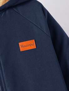 SHEIN 男童休闲保暖连帽中长款加厚梭织外套，适合上学、花园、生日、秋季、冬季穿着，男童长款外套，8岁男童冬季服装，9岁男童保暖服装，冬季服装，圣诞节