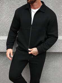 Manfinity CasualCool 男士纯色落肩长袖拉链休闲简约外套套装