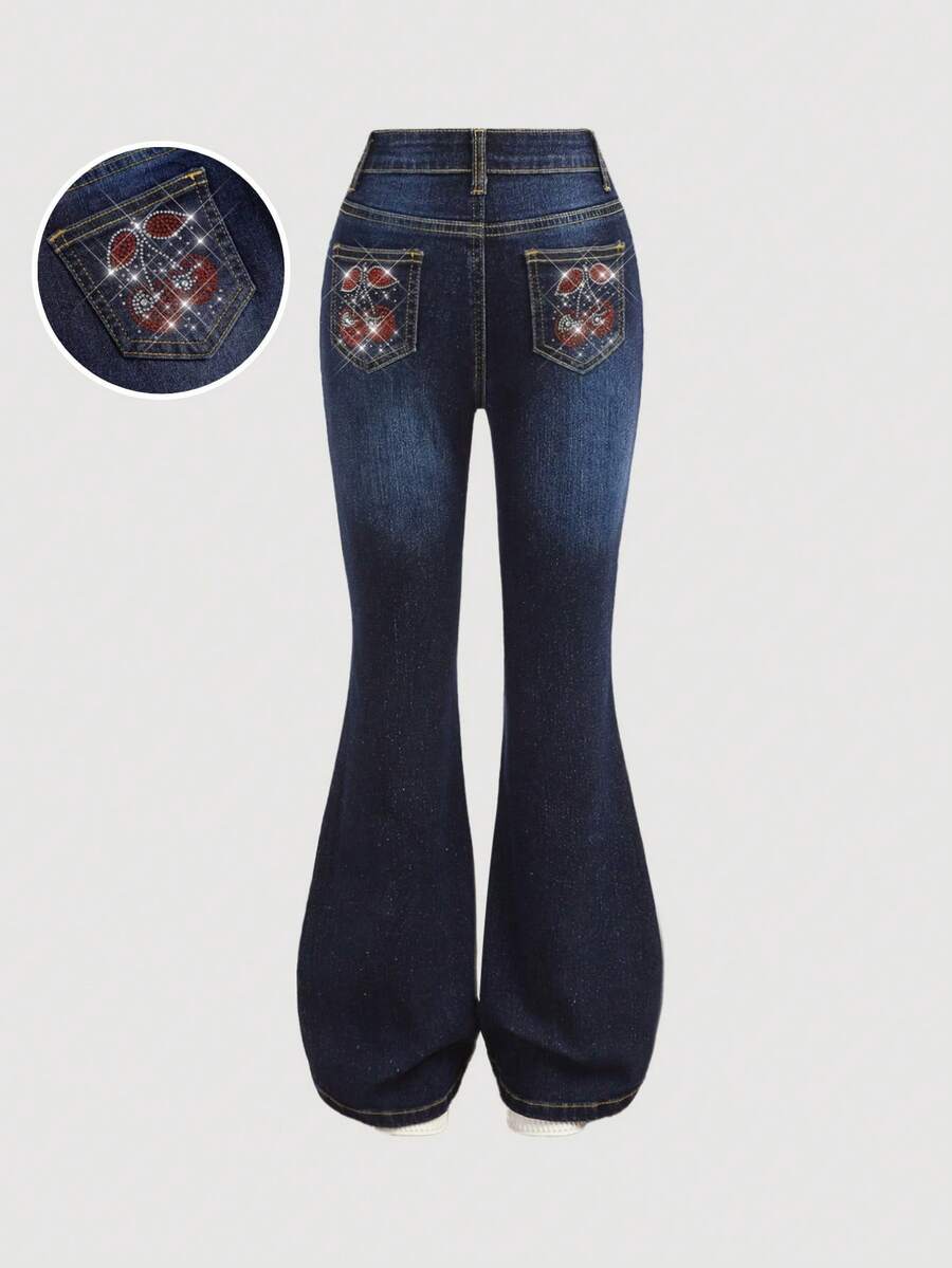 SHEIN Girlism Jeans acampanados de tiro alto con bolsillos en ángulo ...