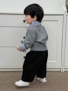 DAZY Toddler Boys' Striped Patchwork Long Sleeve Cardigan, Autumn/Winter - Grey - View 2