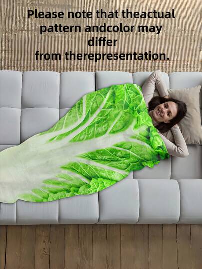 Zazumi 1pc Realistic Cabbage Blanket - SoftFlannel All-Season Throw With Green Cabbage Leaf Design, CozyBedspread For Couch, Bed, Or Gift - Perfect For Home Decor CuteBlankets, Blankets For Winter, Winter Blankets, Christmas Blanket,Halloween Blanket