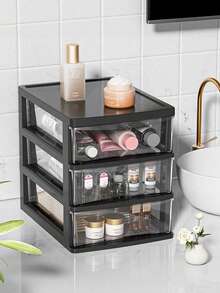 1PC Small Clear Desktop Organizer Dustproof Waterproof And Drop-Resistant High-End Atmosphere Is Convenient For Storage And Takes Up Little Space Suitable For Office Storage Outdoor Tool Storage School Supplies Storage Kitchen Storage Bath Storage Cosmetic Storage And Other Items Storage - Multicolor - View 5