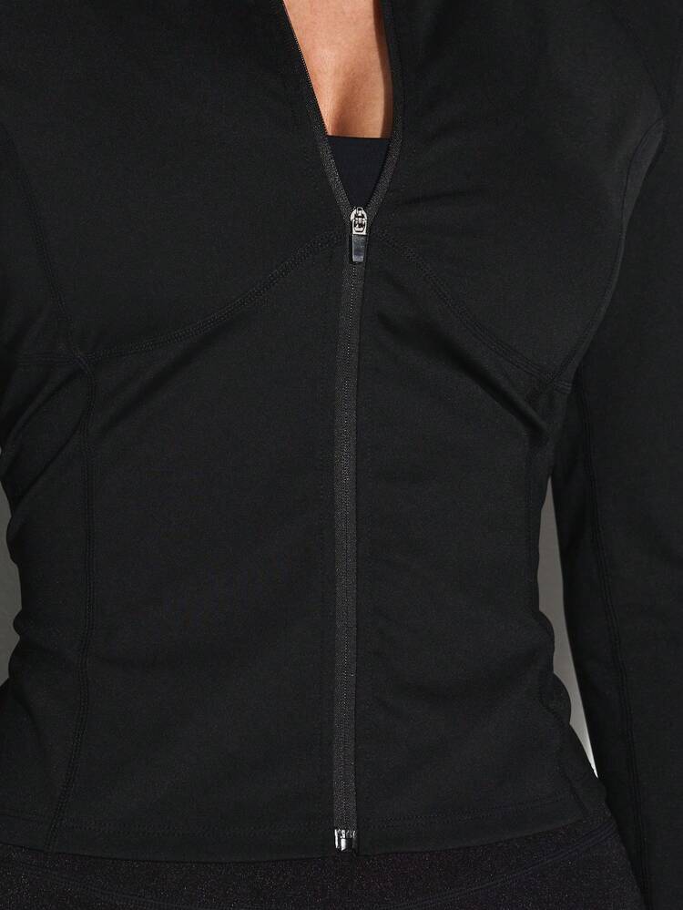 KIZN Long Sleeve Full Zip Top With High Neck