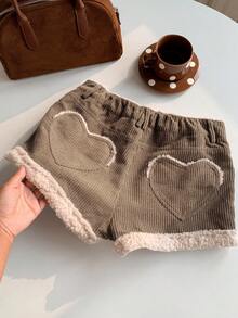 Comfortcana 女士时尚抓绒口袋短裤，秋冬季 - 卡其色 - 查看 1
