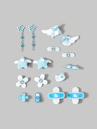 Kawaii 12pcs Random Style Cute Wing Bone & Star Hairpins Valentines Hair Clips Claw Clips Hair Claws Hair Slide Hair Barrettes