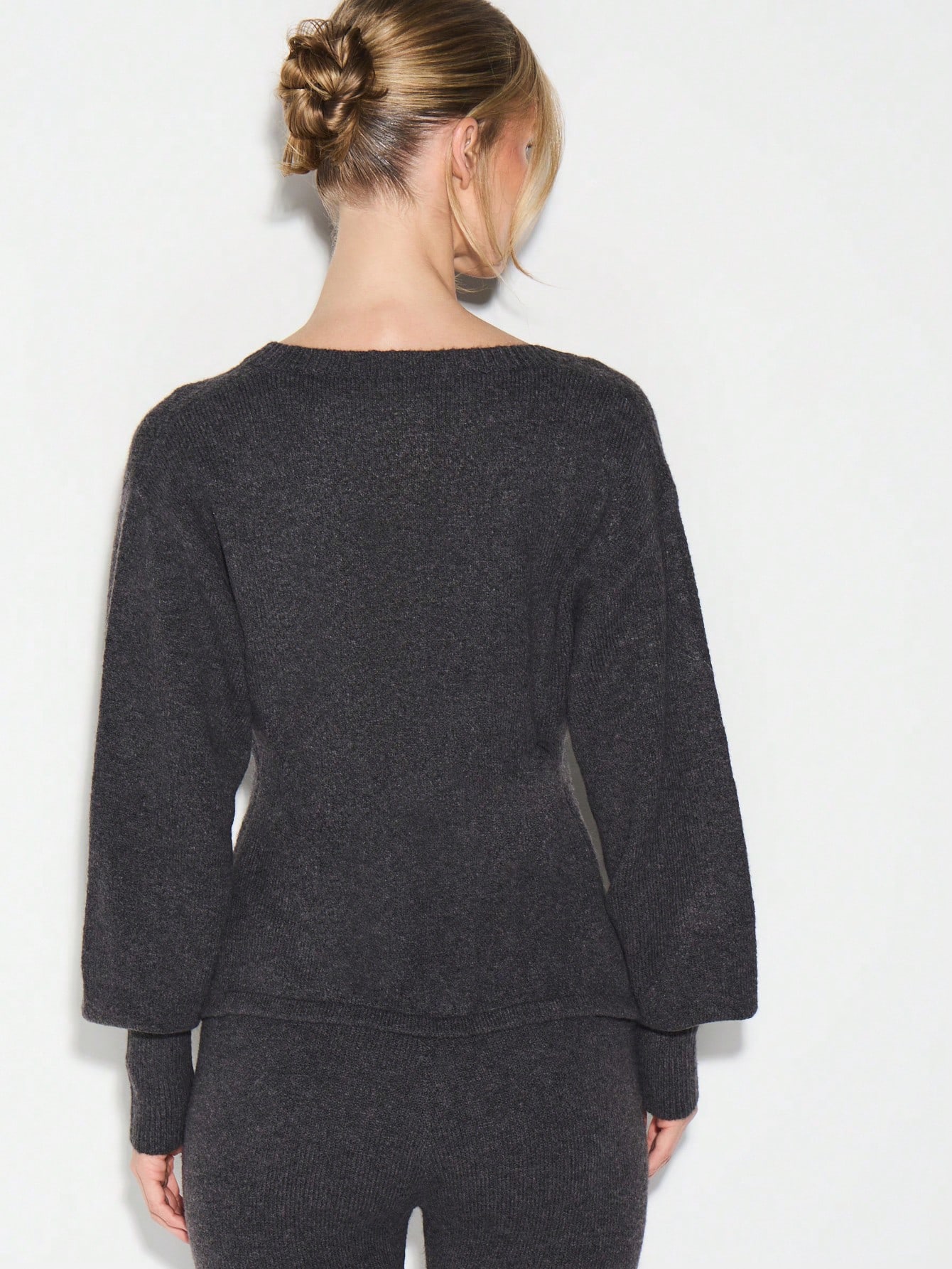 KIZN Gilet en maille à col rond et manches bouffantes